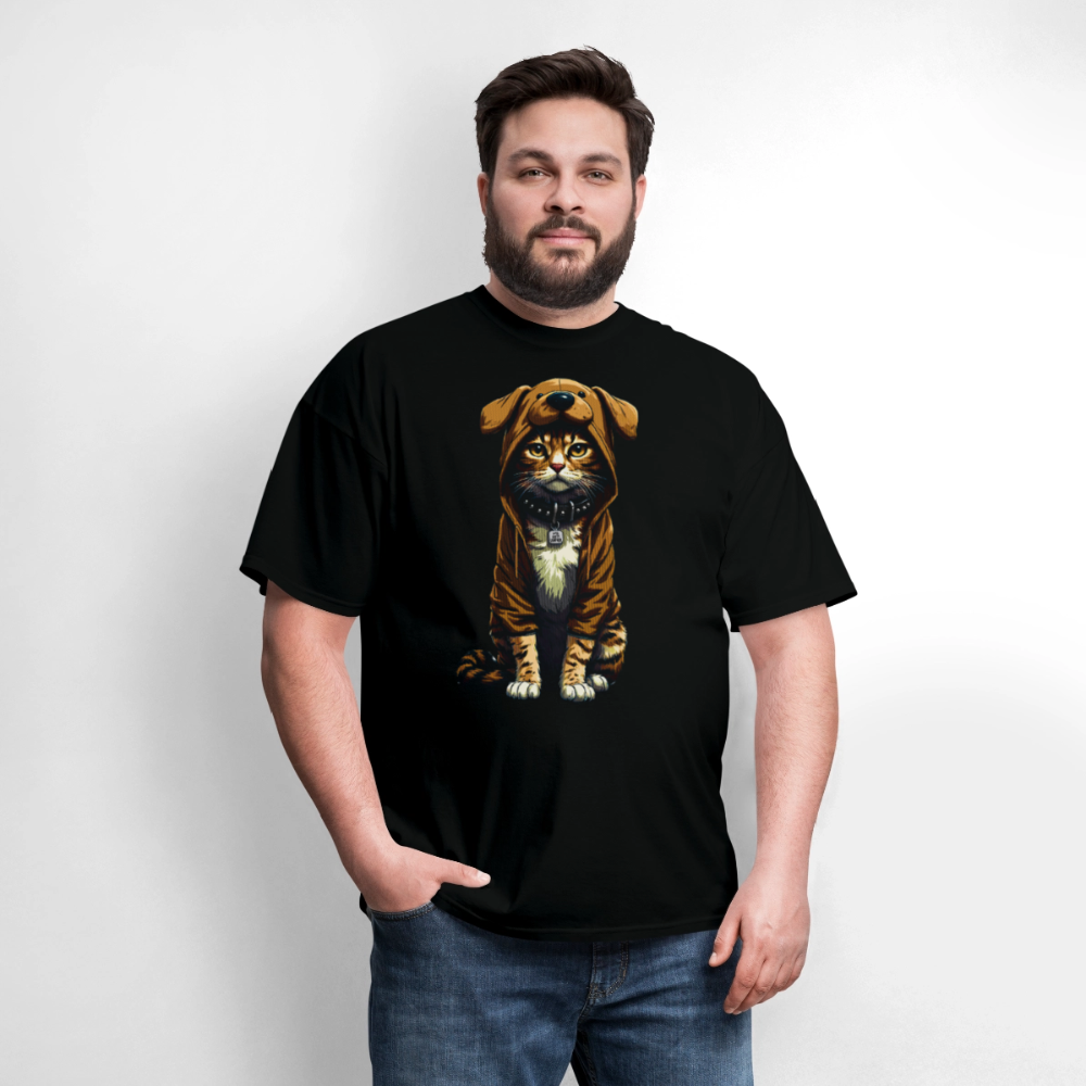Cat Dog Kitty Leather T-Shirt - black