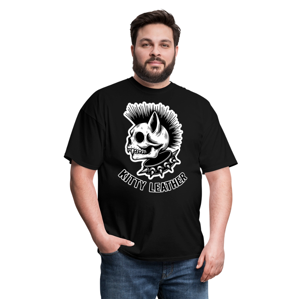 Punk Kitty Leather T-Shirt - black