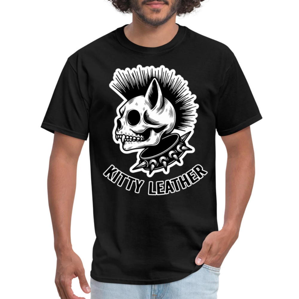 Punk Kitty Leather T-Shirt - black