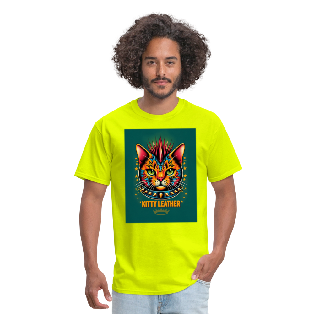 Orange Kitty T-Shirt - safety green