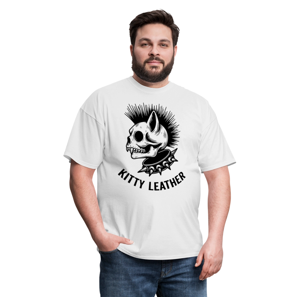 Punk Kitty Leather T-Shirt - white