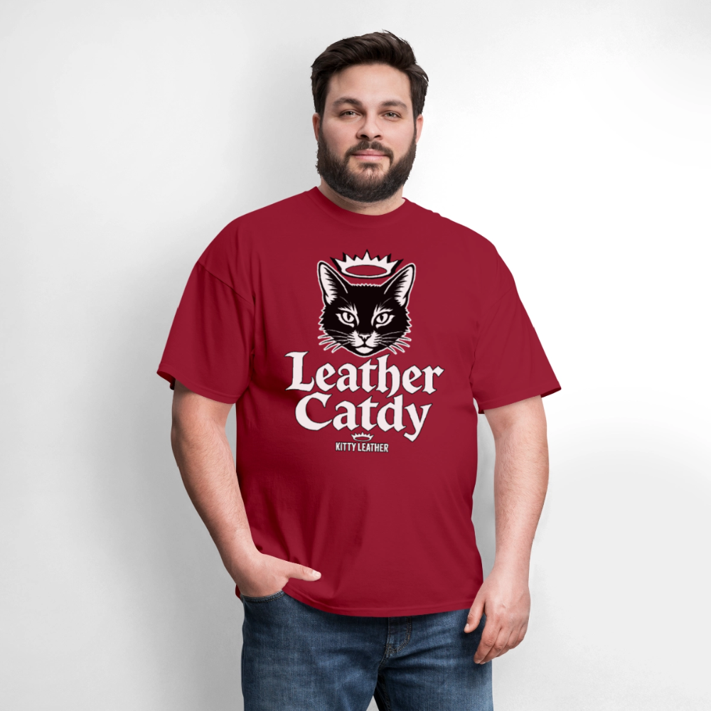Leather Catdy Kitty Leather T-Shirt - dark red