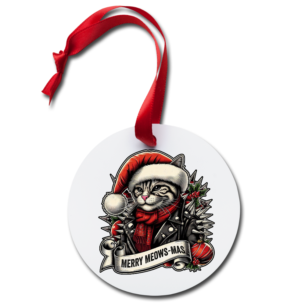 Merry Meows-Mas Holiday Ornament - white
