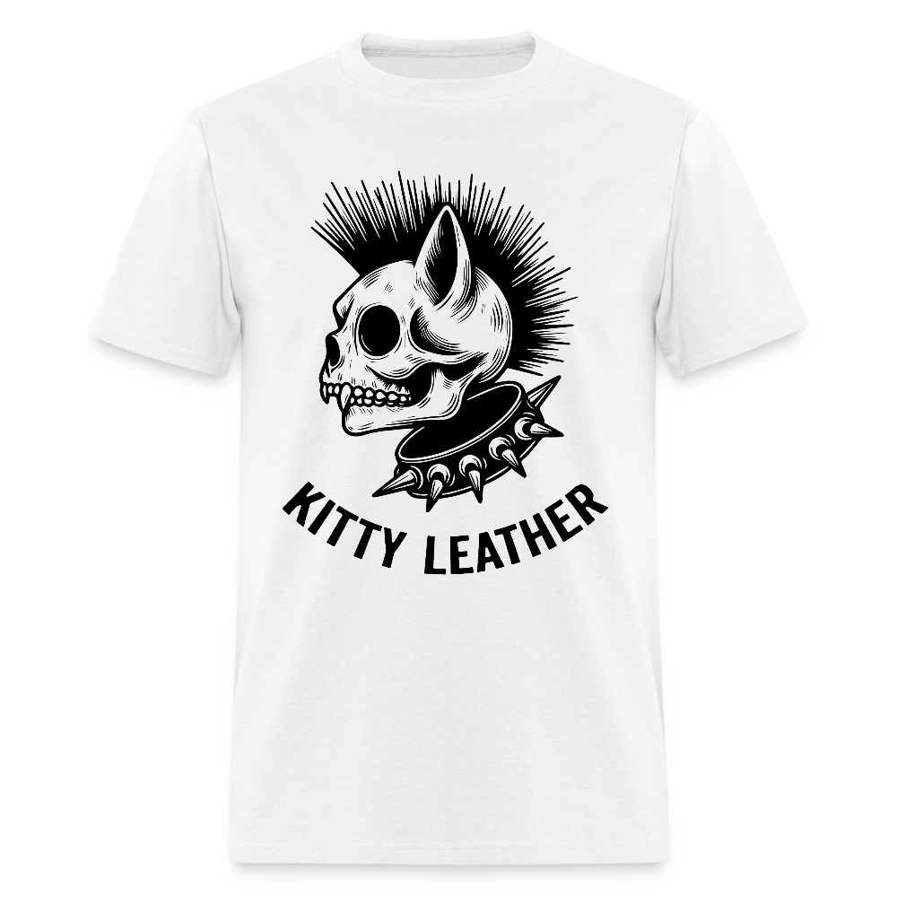 Punk Kitty Leather T-Shirt - white