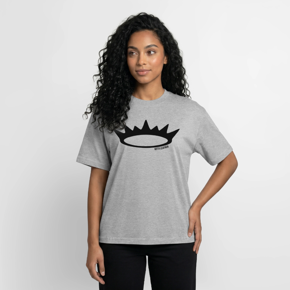 Kitty Leather Box Fit Unisex T-Shirt | Premium Crown Logo Shirt | Kitty Leather - heather gray