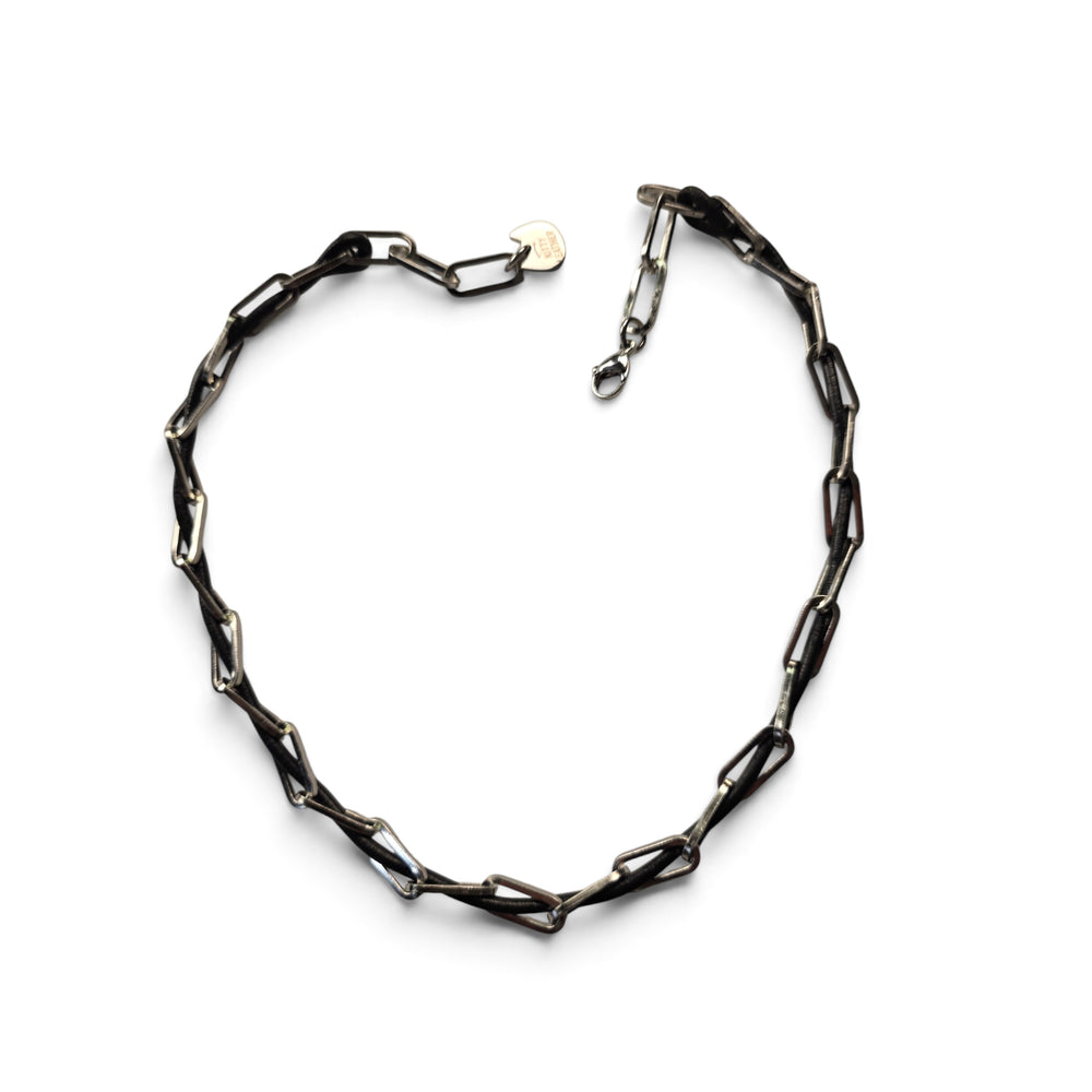 Steel And Leather Cord Necklace | Kitty Leather | Jewelry