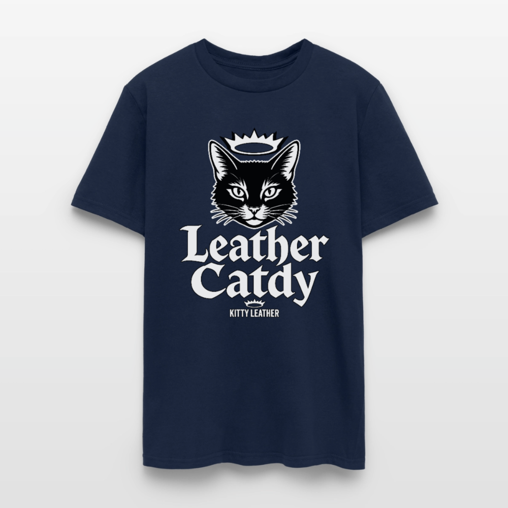 Leather Catdy  Kitty Leather T-Shirt - navy