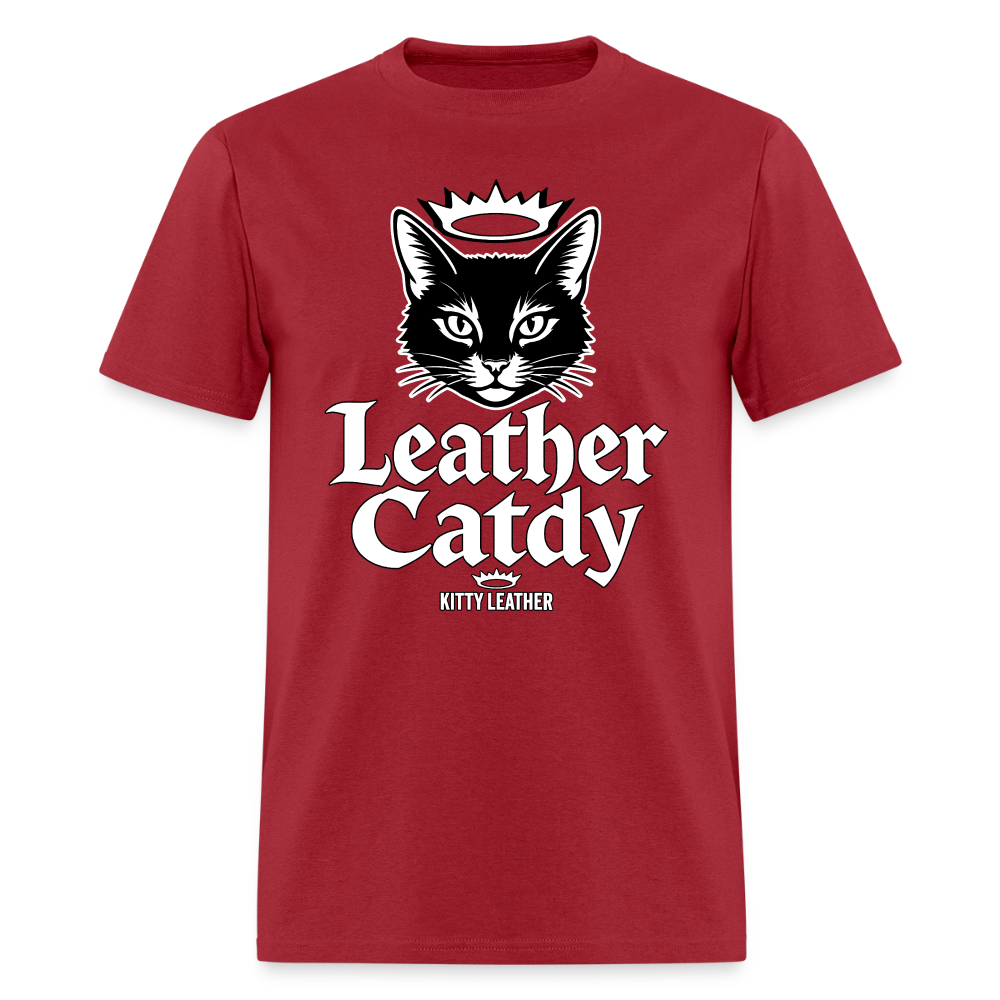 Leather Catdy  Kitty Leather T-Shirt - dark red