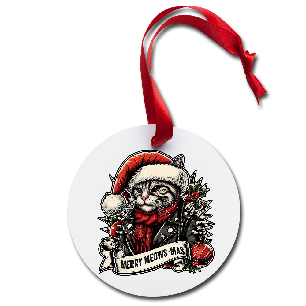 Merry Meows-Mas Holiday Ornament - white