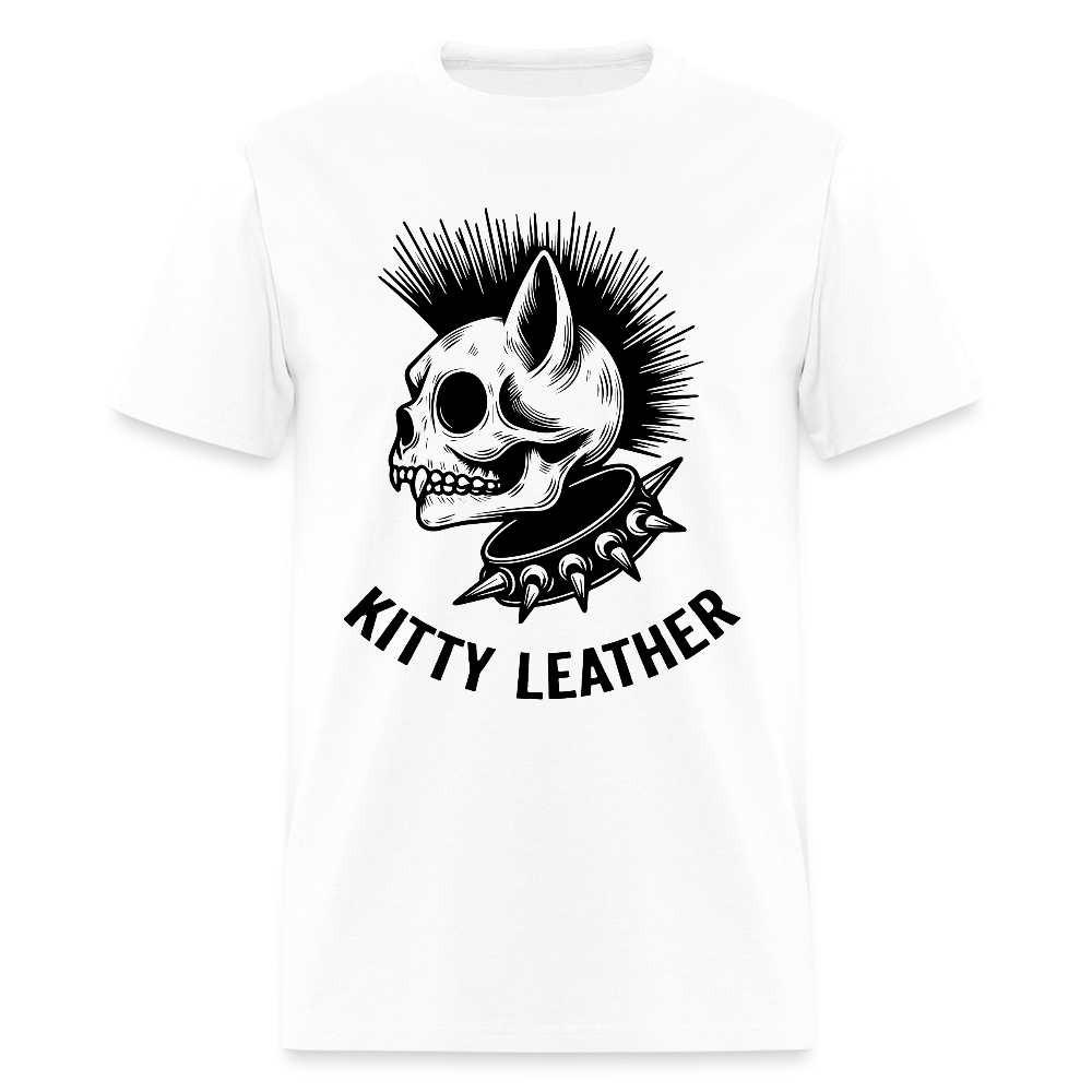 Punk Kitty Leather T-Shirt - white