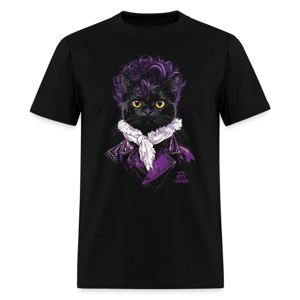 Purr-ince Kitty Leather T-Shirt - black