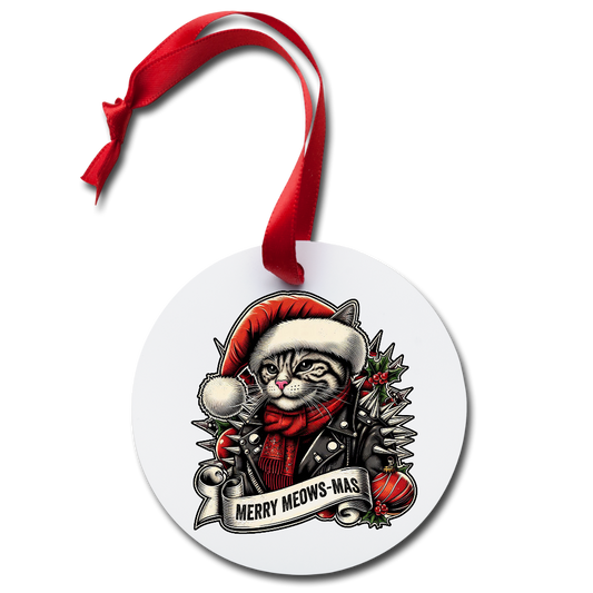 Merry Meows-Mas Holiday Ornament - white
