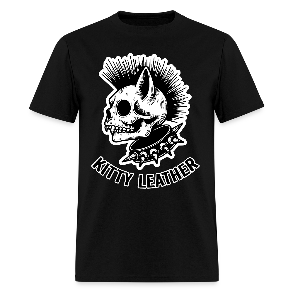 Punk Kitty Leather T-Shirt - black
