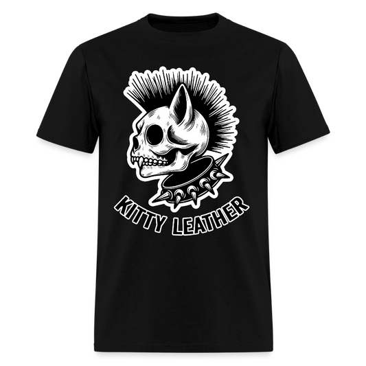 Punk Kitty Leather T-Shirt - black