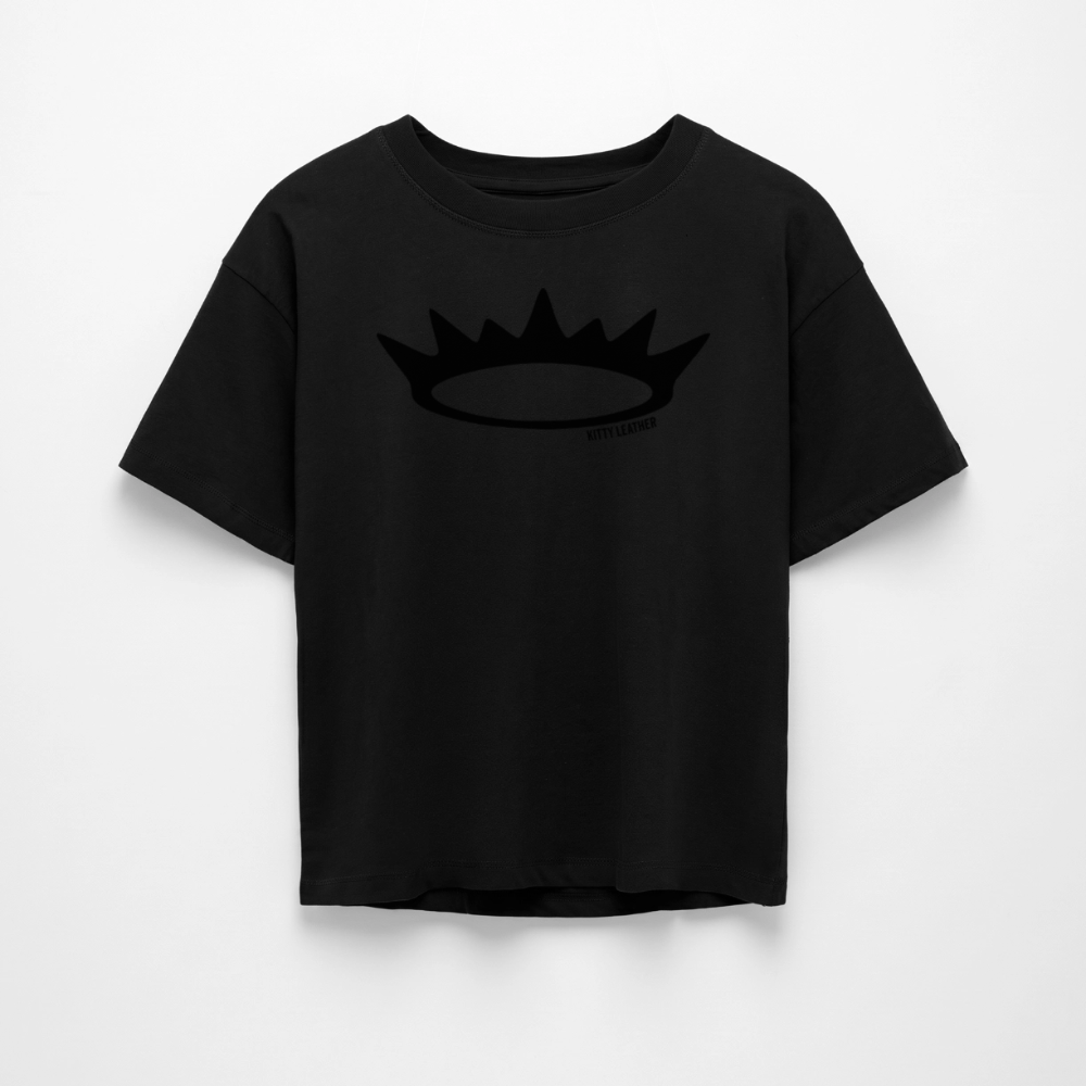 Kitty Leather Box Fit Unisex T-Shirt | Premium Crown Logo Shirt | Kitty Leather - black