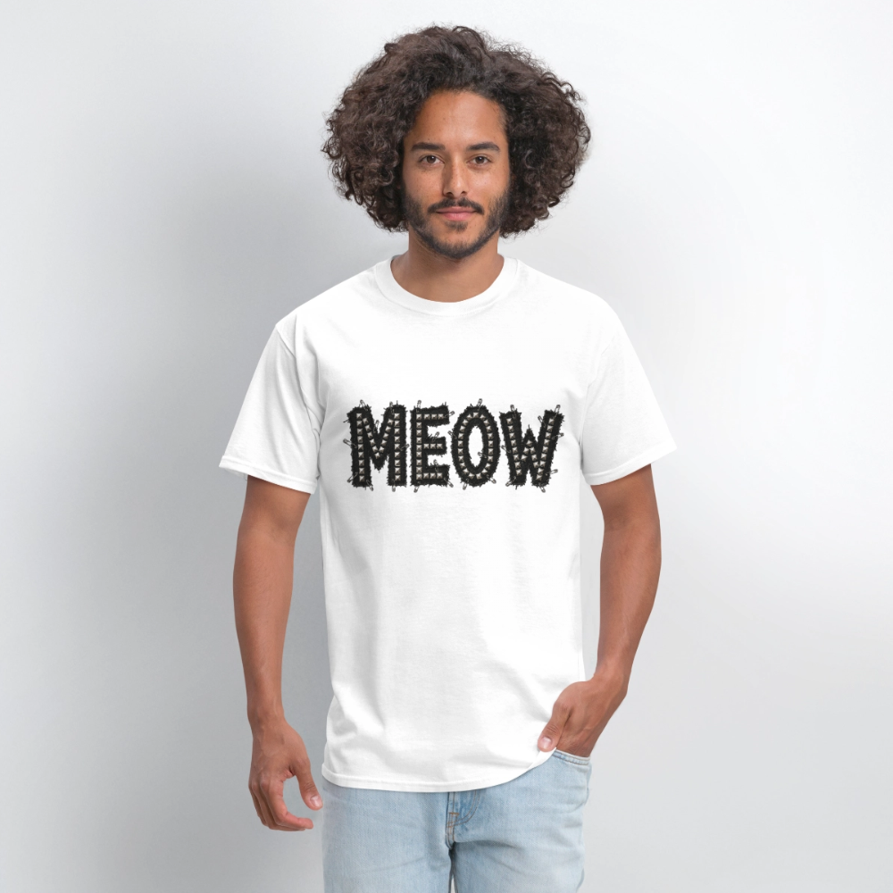 Meow Stud T-Shirt | Kitty Leather - white