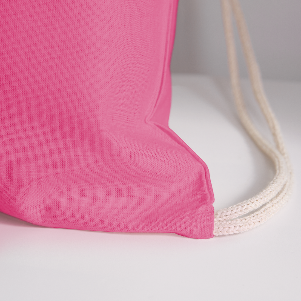 Kitty Leather Cotton Drawstring Bag - Crown Kitty - pink
