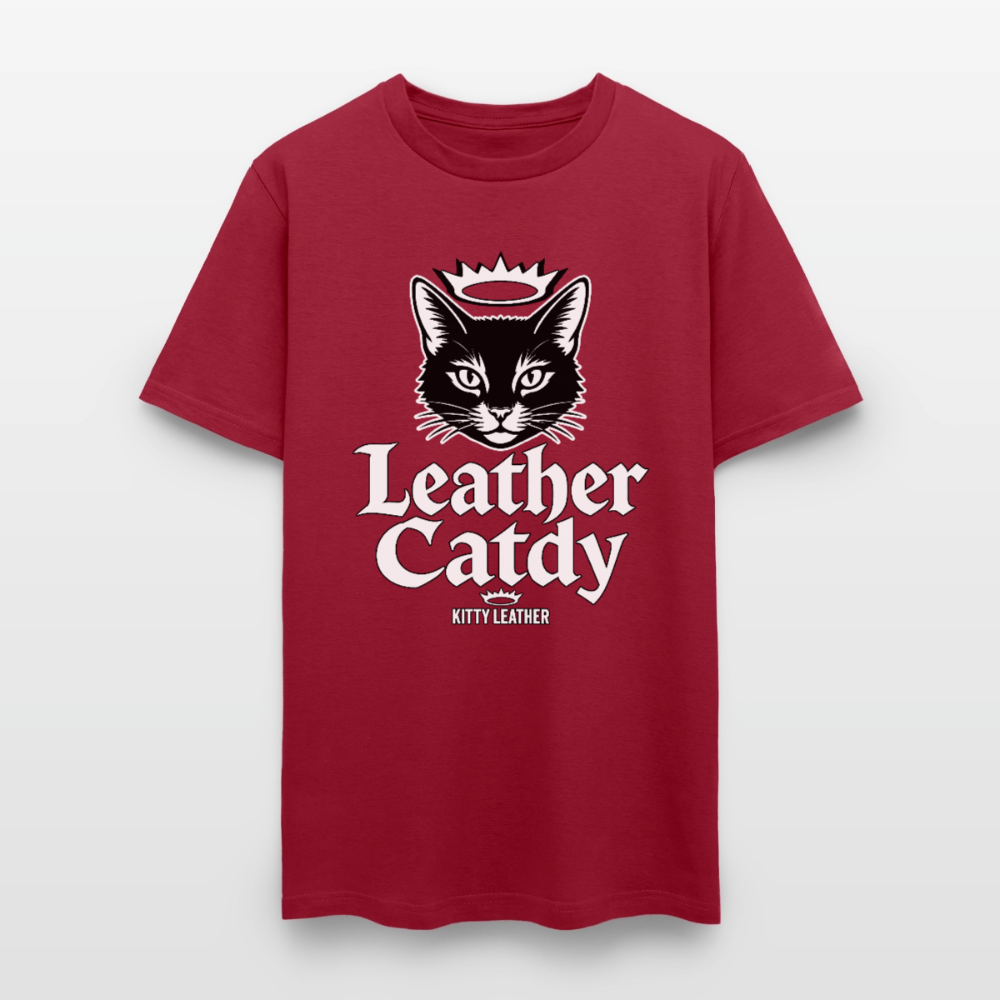Leather Catdy  Kitty Leather T-Shirt - dark red