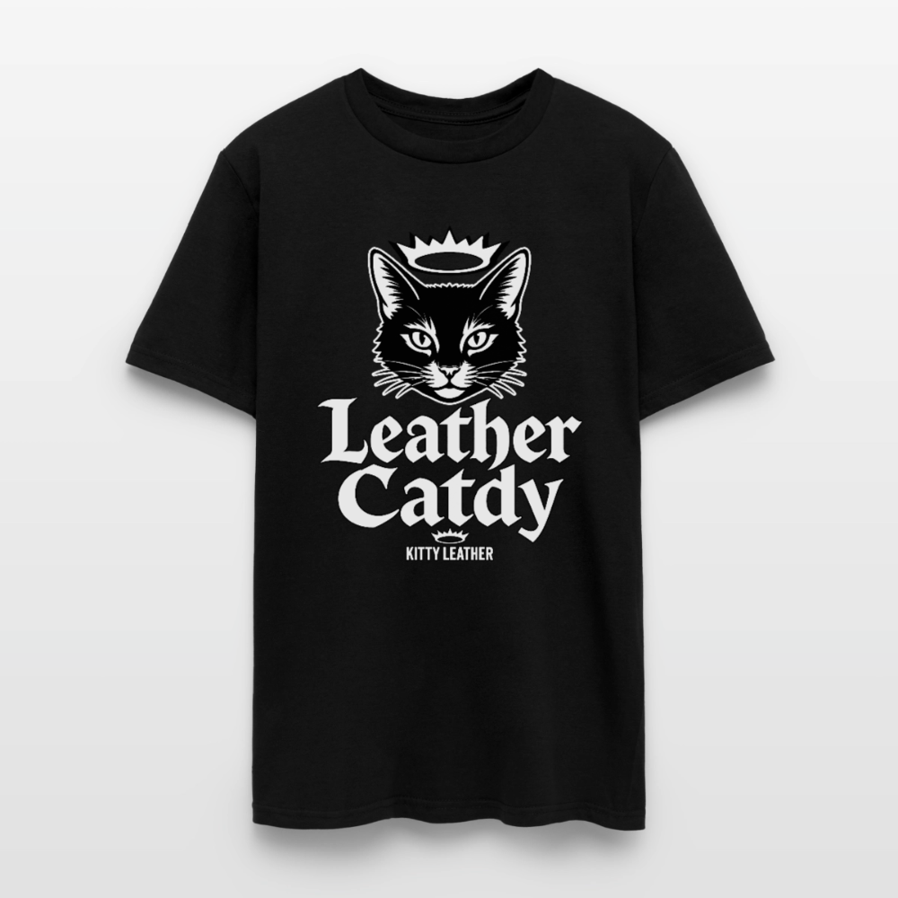 Leather Catdy  Kitty Leather T-Shirt - black