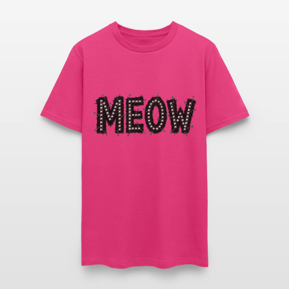 Meow Stud T-Shirt | Kitty Leather - fuchsia