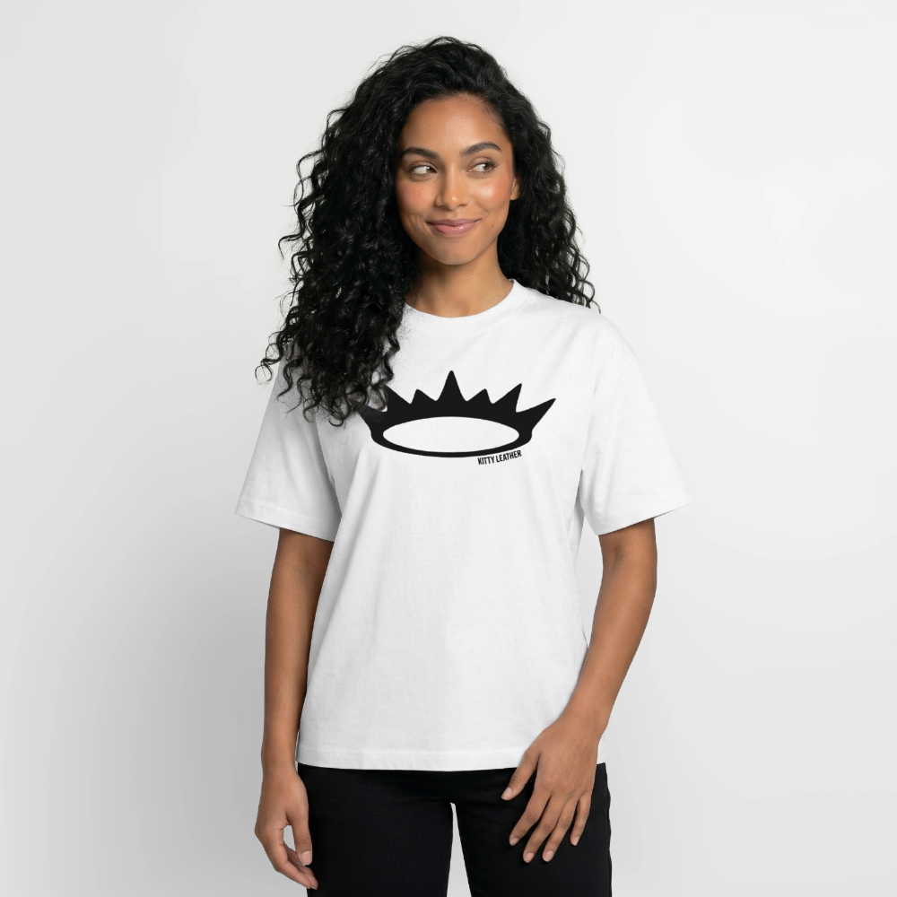 Kitty Leather Box Fit Unisex T-Shirt | Premium Crown Logo Shirt | Kitty Leather - white