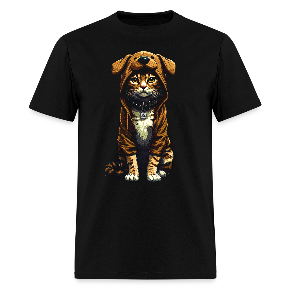 Cat Dog Kitty Leather T-Shirt - black