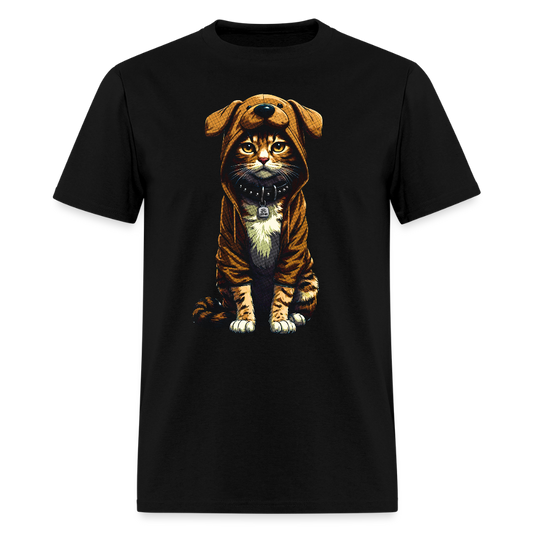 Cat Dog Kitty Leather T-Shirt - black