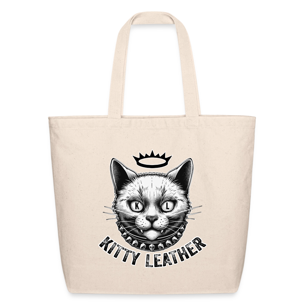 Kitty Cotton Tote Bag | Eco-Friendly Cat Tote | Kitty Leather - natural