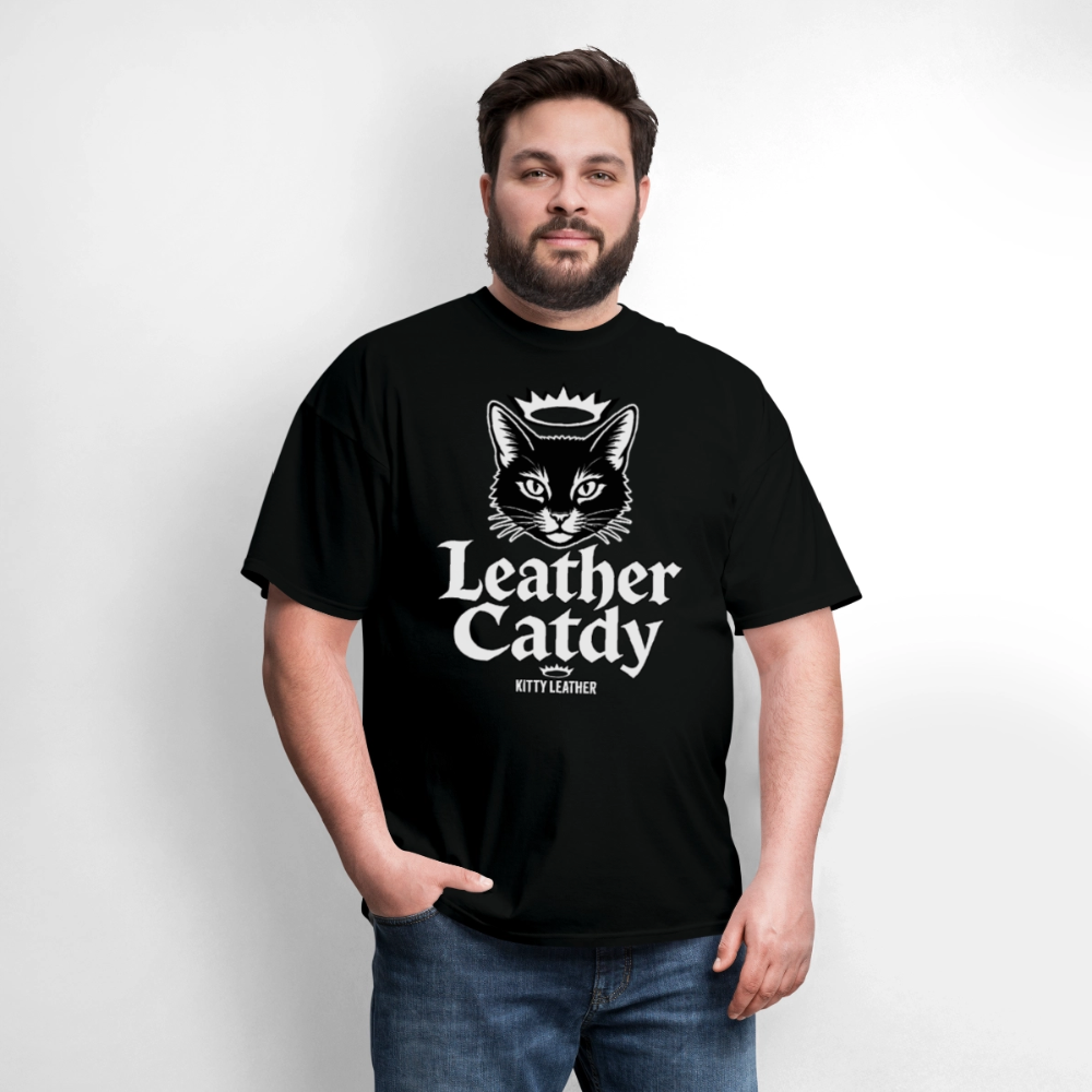 Leather Catdy  Kitty Leather T-Shirt - black