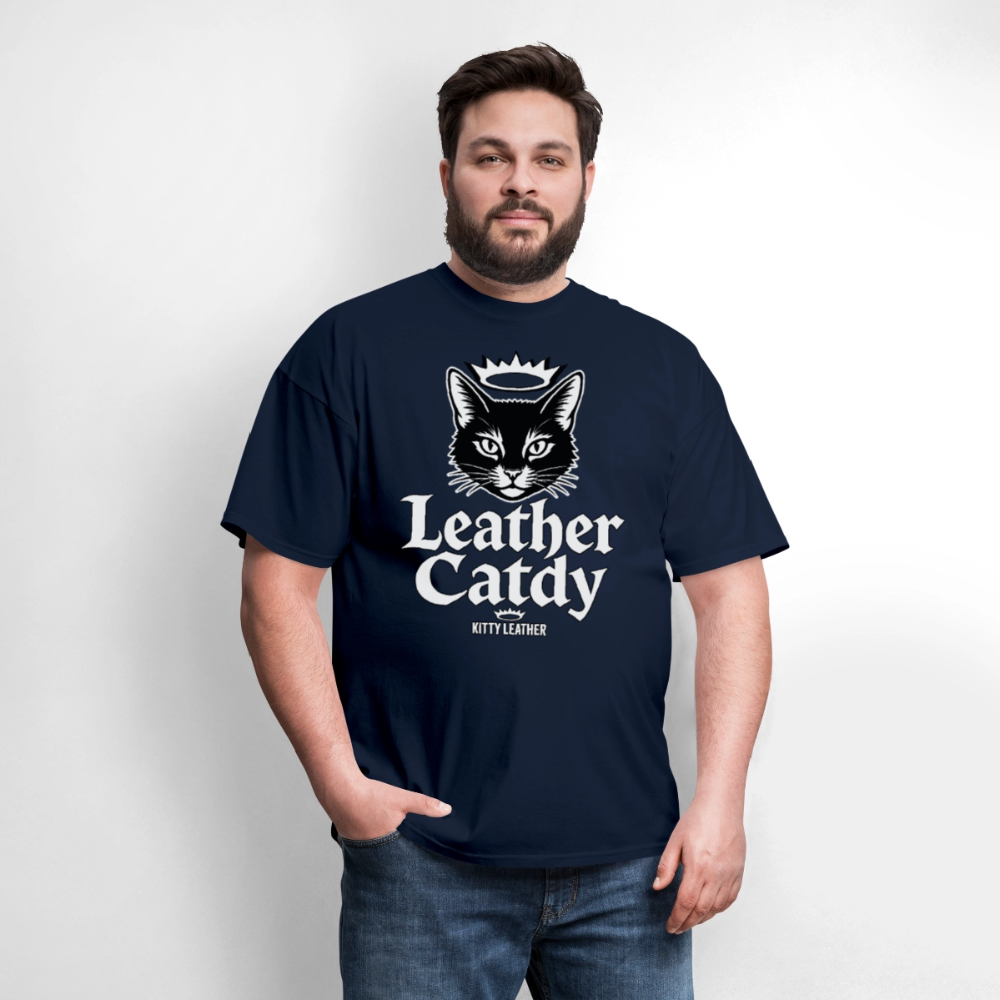 Leather Catdy  Kitty Leather T-Shirt - navy