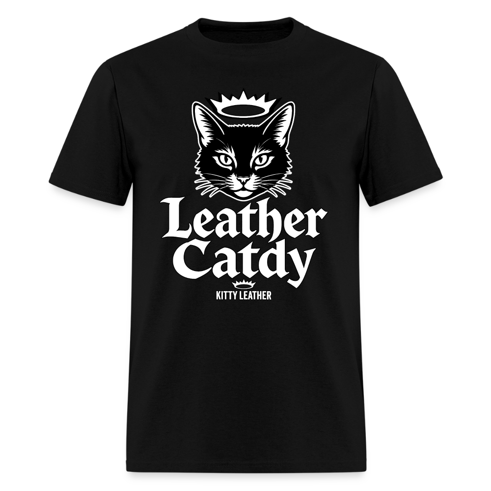Leather Catdy  Kitty Leather T-Shirt - black
