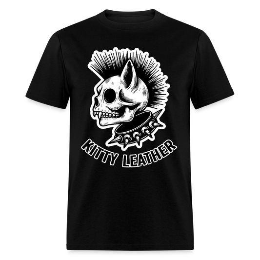 Punk Kitty Leather T-Shirt - black