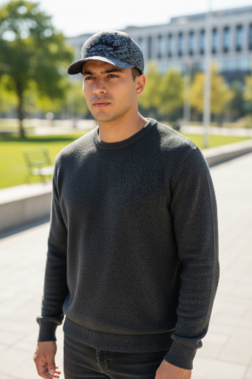 Crown Logo Hat (Black And White Woven Pattern)