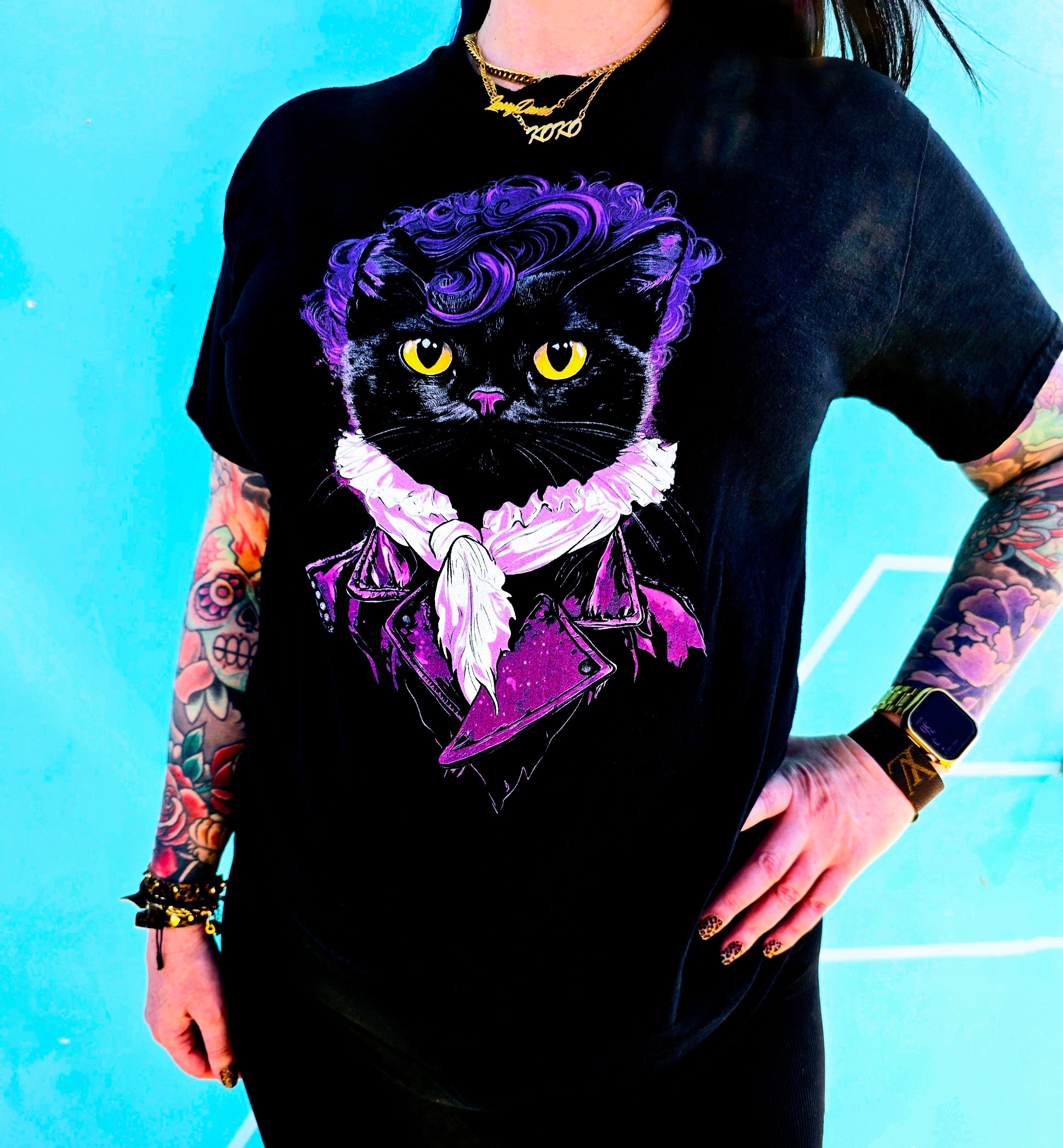 Purr-ince Cat T-Shirt | Prince Inspired Purple Cat Tee | Kitty