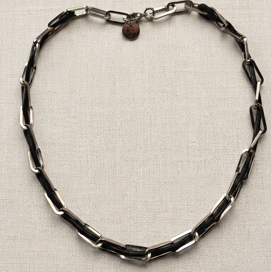 Steel And Leather Cord Necklace | Kitty Leather | Jewelry